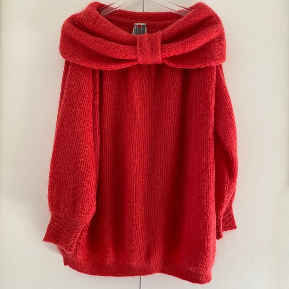 Lil pour l'Autre I Vintage Tricot Coral Red Mohair Sweater - Picture 1 of 16